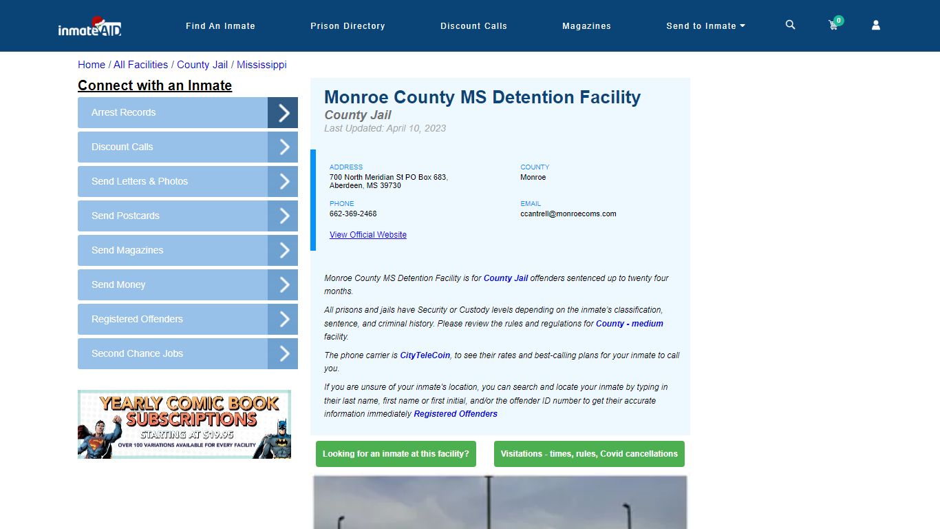 Monroe County MS Detention Facility - Inmate Locator - Aberdeen, MS